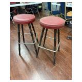 Two Vintage Upholstered Bar Stools