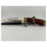 Fixed Blade Bowie Style Knife with Wood Handle