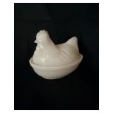 Vintage Milk Glass Hen on Nest