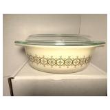 Vintage Pyrex Olive Medallion Dish