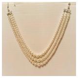 Vintage Three-Strand Pearl Necklace
