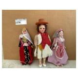 Set of 3 vintage dolls