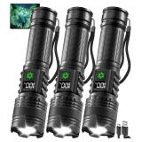 3pack Rechargeable Flashlights High Lumens
