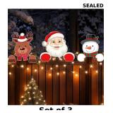 Sawysine 3 Pcs Christmas Fence Peeker Decor x3