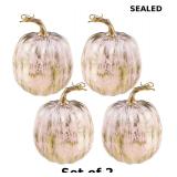 Winlyn Set of 4 Faux Gold Brushed Pink Pumpkins