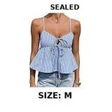 Milumia Women's Striped Babydoll Peplum Tank Top