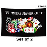 Winners Never Quit Funny Flags 3x5Ft,Premium Quali