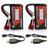 PCEONAMP 2pcs 3000mAh 7.4V Li-ion Batteries
