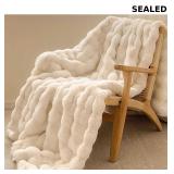 SEALED-Faux Rabbit Fur Throw Blanket