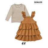 Toddler Girls 2-Piece Ruffle Tiered Overalls Dress