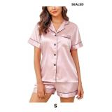 Vlazom Womens Silk Pajamas, Short Sleeve Satin 2 P