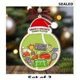 Tennis Christmas Shaking Ornament x3