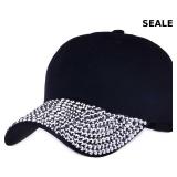 Shiny Rhinestone Brim Baseball Cap for Women Girls