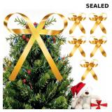 Tristcily 6 Pcs Large Christmas Metal Bow Ornament