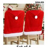 GDENZL 2PCS Red Hat Dining Chair Slipcovers x4