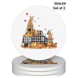 Autumn Pumpkins Truck Gnomes Coasters for Drinks