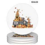 Autumn Pumpkins Truck Gnomes Coasters for Drinks