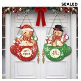 Chunful 2 Pcs Christmas Gingerbread Hanging Sign