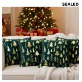 Set of 4 Double Sided Winter Throw Pillow Covers