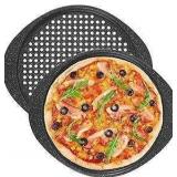 2 Pack Carbon Steel Perforated Pizza Trays