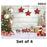 SJOLOON Christmas Backdrop White Wood Floor x4