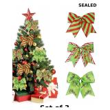 12 PCS Red Green Christmas Bows Decoration x3