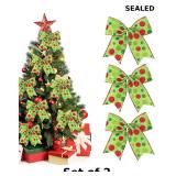 12 PCS Red Green Christmas Bows Decoration
