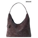 Brown PU Leather Tote Bag for Women with Suede