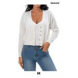 Satuun Women's V Neck Cropped Cardigan