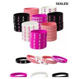 48Pcs Breast Cancer Awareness Bracelets Pink