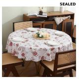 Walrus Round Vinyl Tablecloth with Flannel Backing