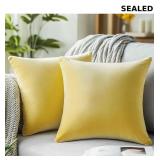 QUORGVES Yellow Velvet Pillow Covers 22x22 Inch