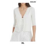 Women's Short Sleeve Cropped Cardigan Button Down