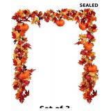 2 Pack Fall Maple Garland, 6.6 FT/Pcs x3