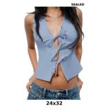 Yousify Tank Tops for Women 2025 Summer V Neck Tie