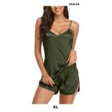 CULAYII Womens Pajamas Sets Cool Satin Cami Shorts