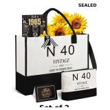 40th Birthday Gifts for Women Canvas Tote Bag X2