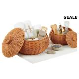 2-Pack Imitation Rattan Baskets with Lids