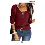 Hongqizo Women's V Neck Long Sleeve Sweater