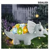 Garden Decor Solar Dinosaur Statues with Succulent