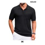 Cotrasen Mens Casual Knitted Polo Shirts Short