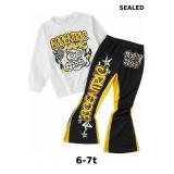 Cakaner Boys Clothes Cartoon Graffiti Shirt + Wide