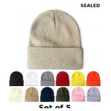 PFFY Beanie for Men Women Unisex Knit Cuffed Plain