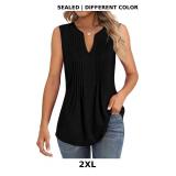 Women's Tank Tops Sleeveless Pleated Tunic V Neck