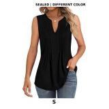 Women's Tank Tops Sleeveless Pleated Tunic V Neck