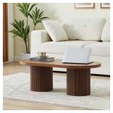 ATHMILE 39.38 in Walnut Coffee Table