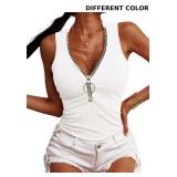 Jauoop Womens Sexy V Neck Low Cut Tank Tops