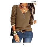 Hongqizo Women's V Neck Long Sleeve Sweater