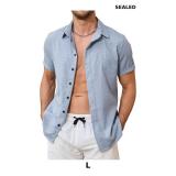 Linen Shirts for Men Casual Button Down Skirt