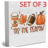 7x7 Inch Rustic Pumpkin Wood Box, x3